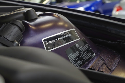 BMW paint code label on the vehicle – find your exact color match.