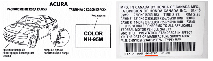 Acura paint code label location – find your car’s exact color code.