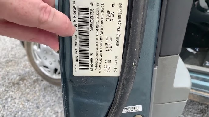 Chrysler factory paint code label – check your car’s original color.