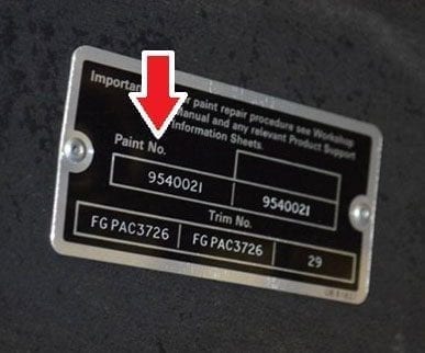 Rolls-Royce paint code label on the vehicle – find your exact color match.