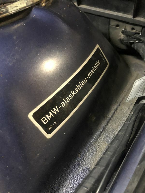 BMW paint identification label – locate your car’s factory color code.