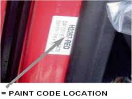 DAF paint code label on the vehicle – find your exact color match.