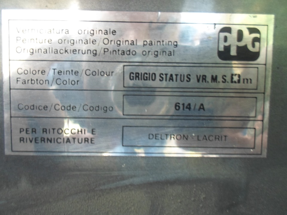 FIAT / LANCIA factory paint code label – check your car’s original color.