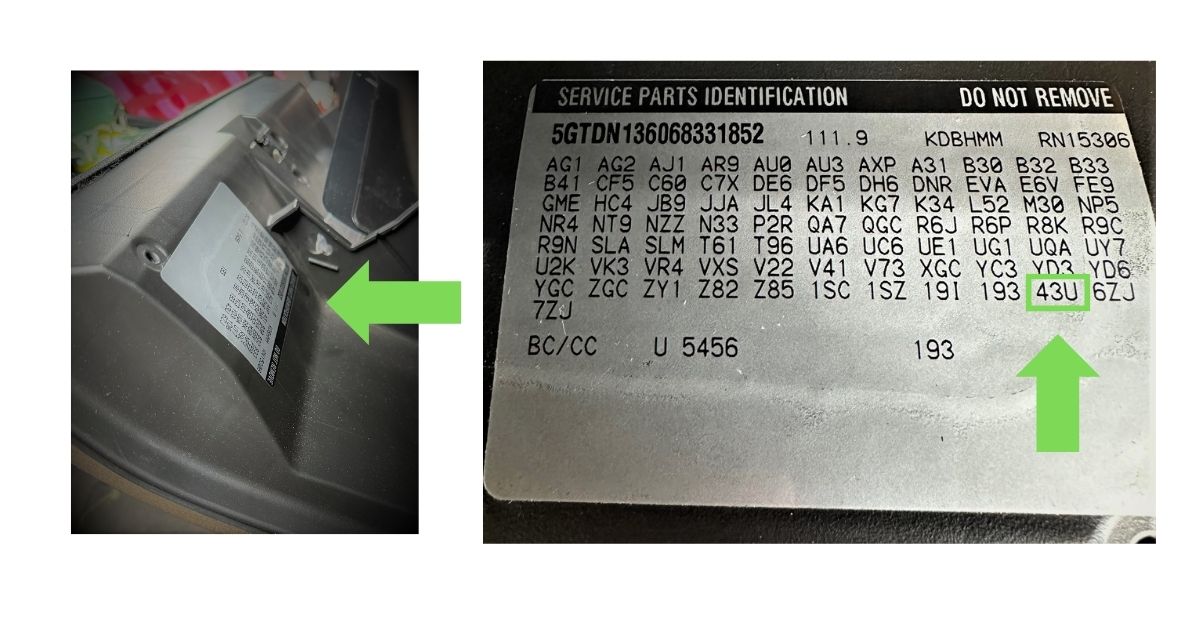 HUMMER paint code label on the vehicle – find your exact color match.