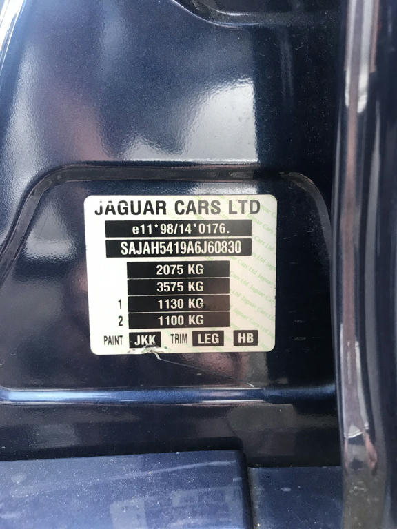 JAGUAR paint identification label – locate your car’s factory color code.