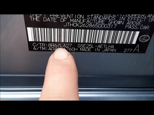 Lexus paint identification label – locate your car’s factory color code.