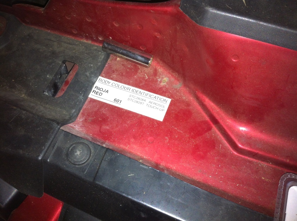 LAND ROVER paint identification label – locate your car’s factory color code.