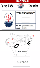 Maserati paint code label on the vehicle – find your exact color match.