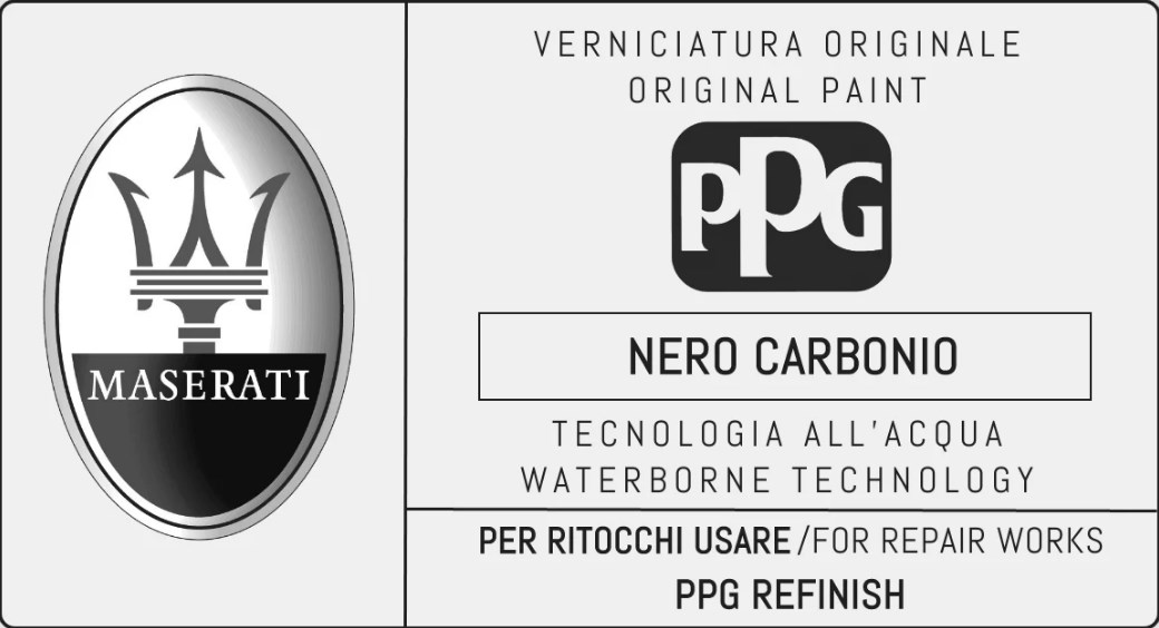 MASERATI factory paint code label – check your car’s original color.