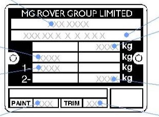 MG paint code label on the vehicle – find your exact color match.