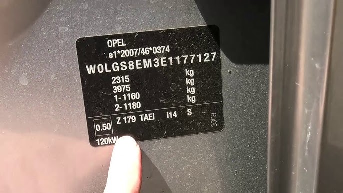 OPEL color code sticker on the body – identify your vehicle’s paint.
