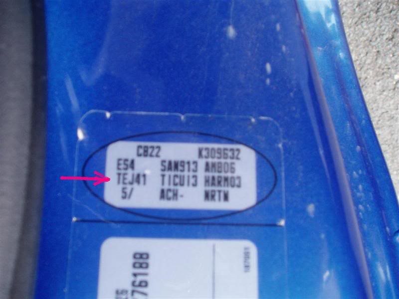 RENAULT  paint code label location on vehicle body