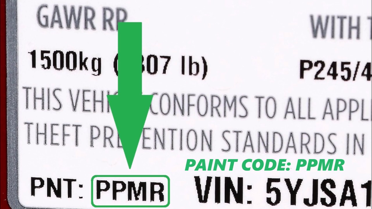 TESLA factory paint code label – check your car’s original color.