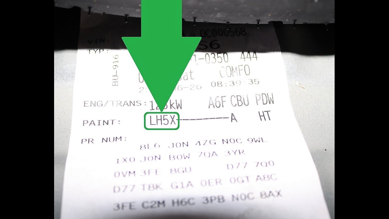 VOLKSWAGEN - VW paint code label on the vehicle – find your exact color match.